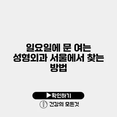 일요일에 문 여는 성형외과 서울에서 찾는 방법