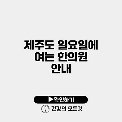 제주도 일요일에 여는 한의원 안내