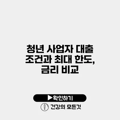 청년 사업자 대출 조건과 최대 한도, 금리 비교