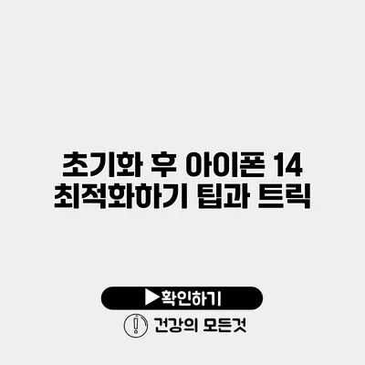 초기화 후 아이폰 14 최적화하기 팁과 트릭