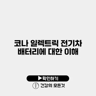 코나 일렉트릭 전기차 배터리에 대한 이해