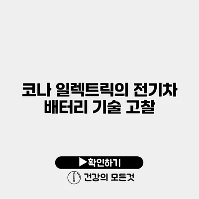 코나 일렉트릭의 전기차 배터리 기술 고찰