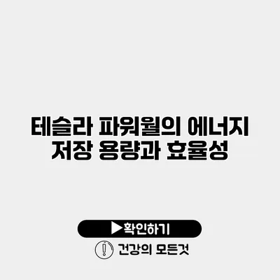 테슬라 파워월의 에너지 저장 용량과 효율성