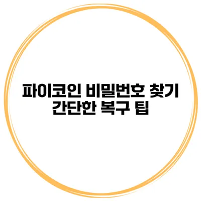 파이코인 비밀번호 찾기 간단한 복구 팁