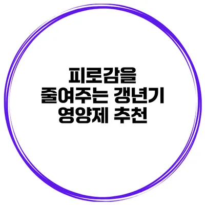 피로감을 줄여주는 갱년기 영양제 추천