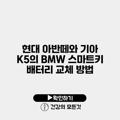 현대 아반떼와 기아 K5의 BMW 스마트키 배터리 교체 방법